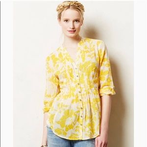 Anthropologie Maeve yellow floral top